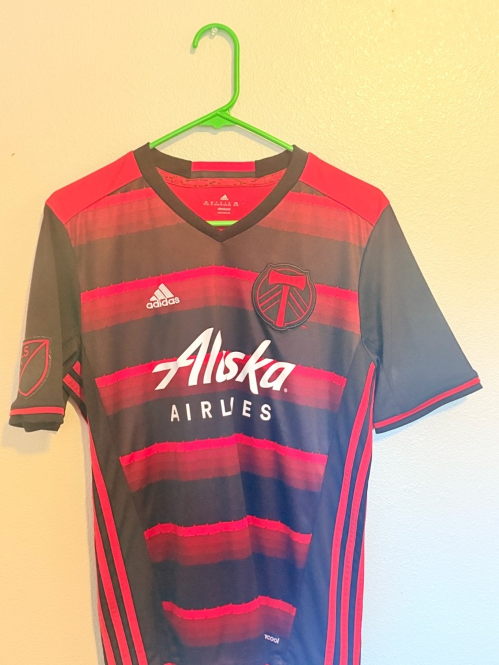 adidas Black and Red Climacool Soccer Jersey